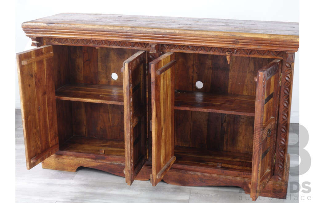 Chip Carved Sideboard with Iron Banded Doors
