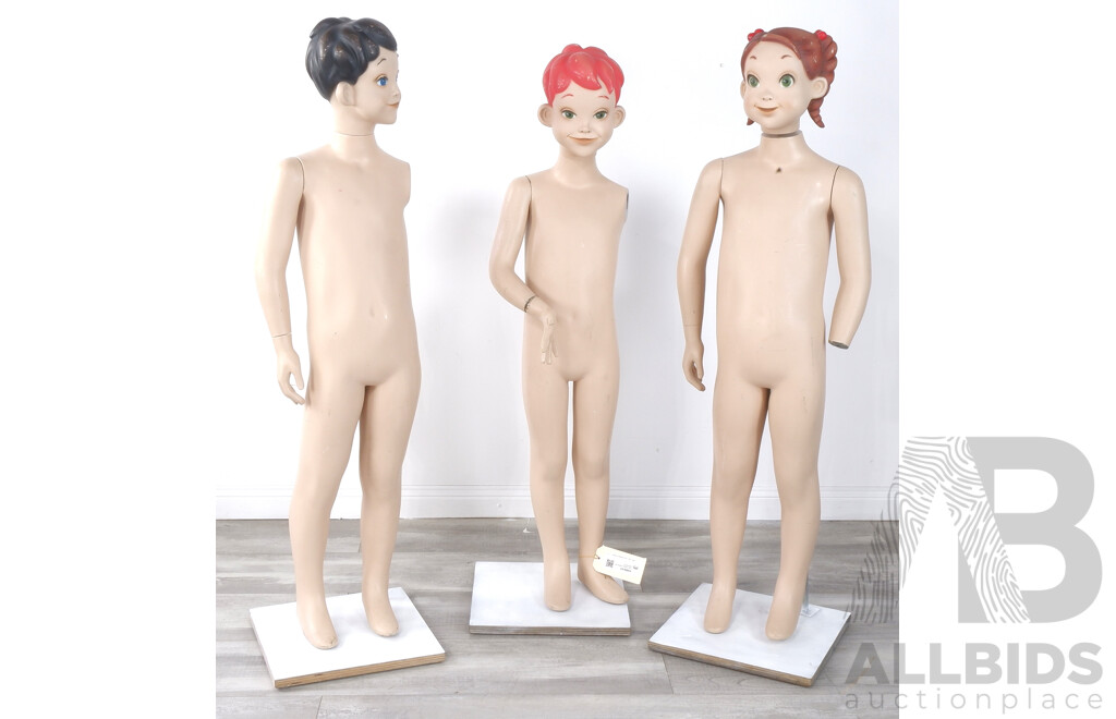 Three Vintage Children Shop Mannequins
