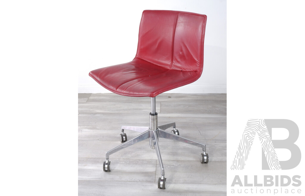 Italian Red Leather Office Chair