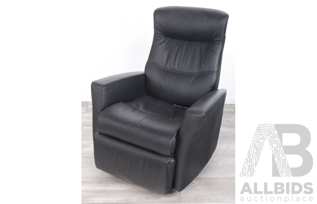 Black Leather Reclining Armchair by IMG