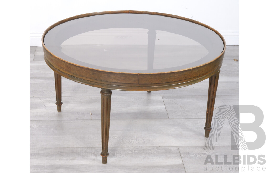 Round Timber Coffee Table with Glass Top