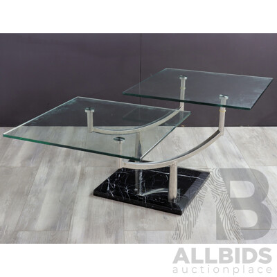 Modernist Glass Top Side Table