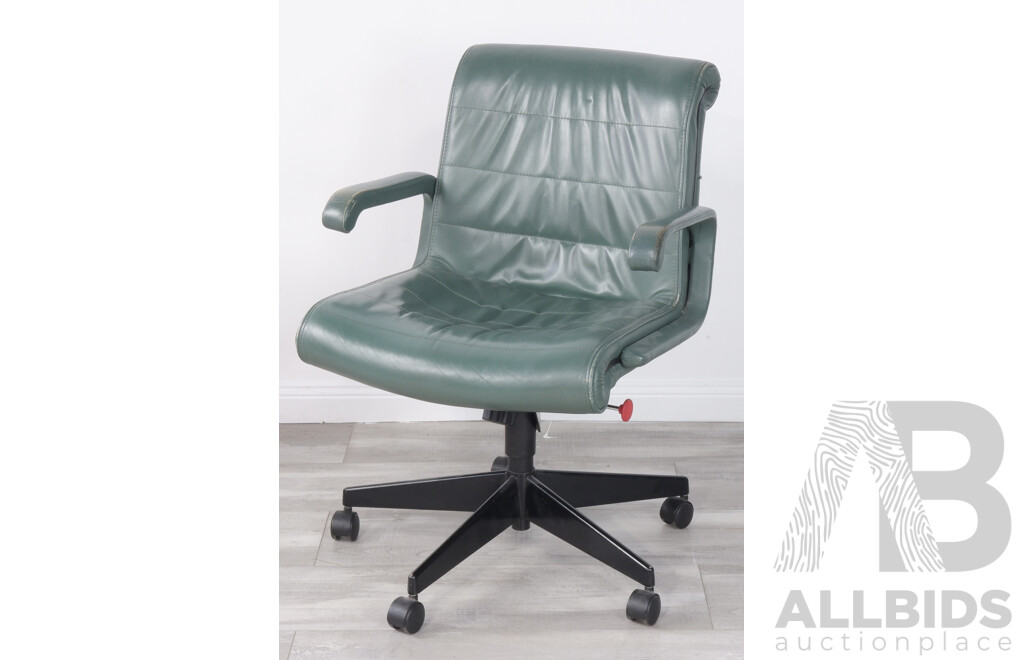Green Leather Office Chair by Richard Sapper for Knoll