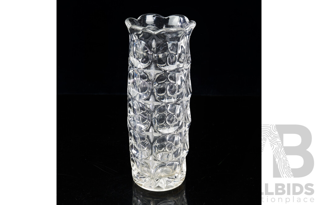 Antique German Moulded Glass Vase by Brockwitzer Glasfabrik