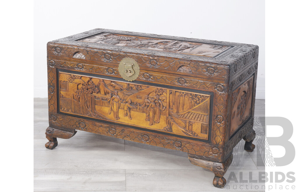 Carved Chinese Camphorwood Trunk