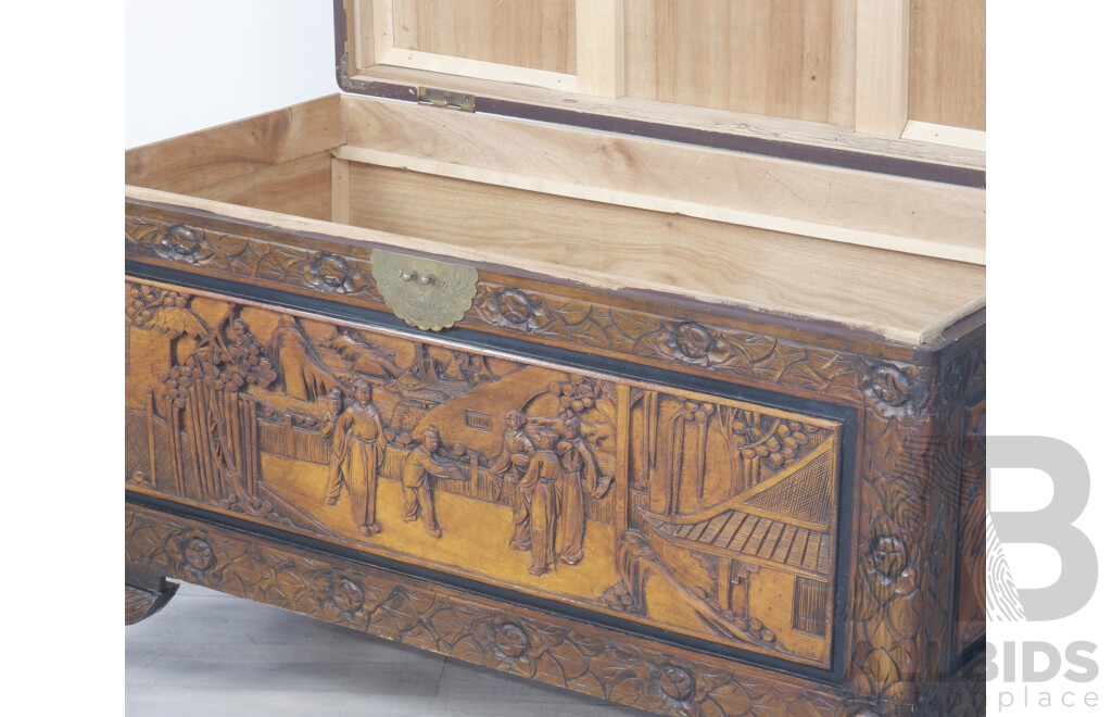 Carved Chinese Camphorwood Trunk