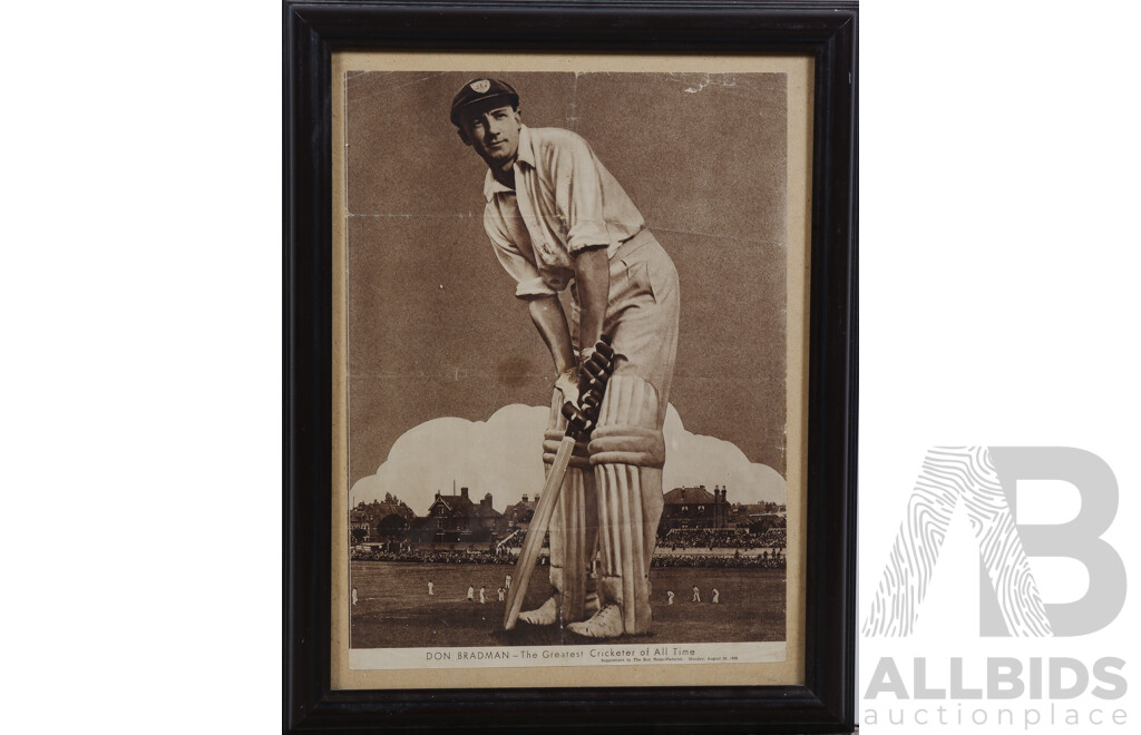 'Don Bradman - the Greatest Cricketer of All Time', Framed Poster, the Sun News Pictorial August 22 1938