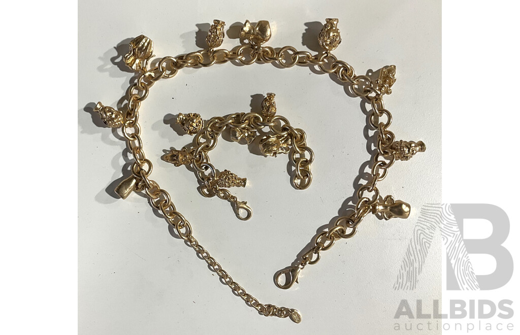 Zara Chunky Gold Plated Charm Necklace & Bracelet