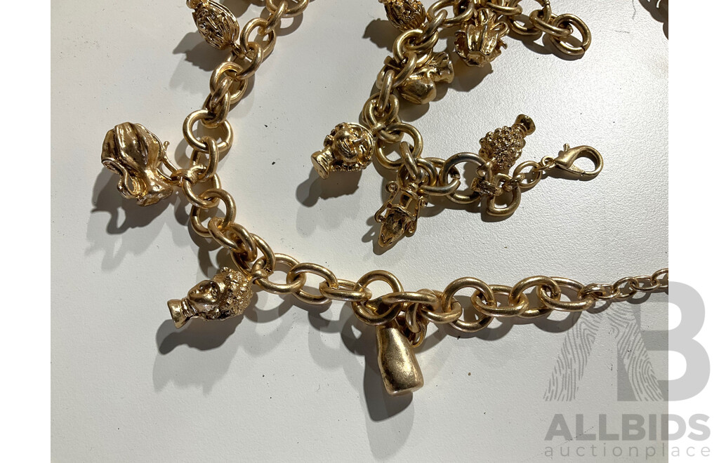 Zara Chunky Gold Plated Charm Necklace & Bracelet