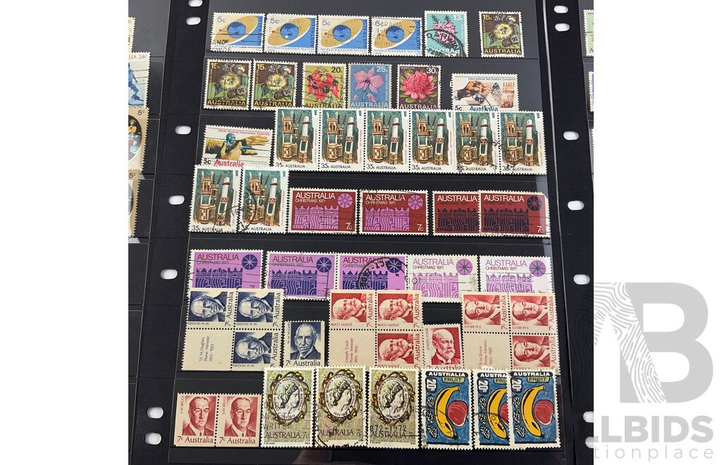 Collection of Australian Mint and Cancelled Stamps Including Years 1966 -1972