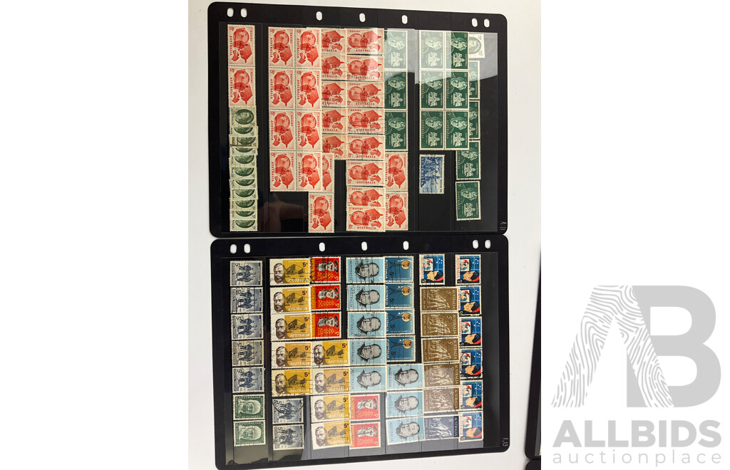 Collection of Australian 1950's-1960's Predecimal Cancelled Stamps Including Tasmania Sesquicentenary, 1956 Melbourne Olympic Games, 1959 Queensland Self Government, Christmas 1963 and More