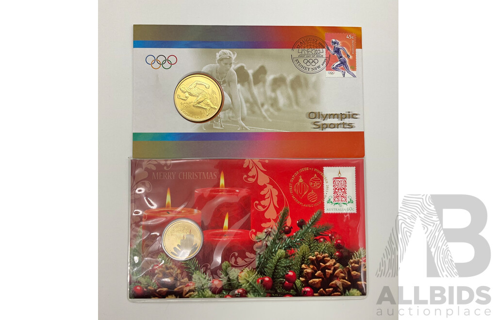 Australian 2000 Olympic Sports Five Dollar Coin PNC and 2013 Merry Christmas One Dollar PNC