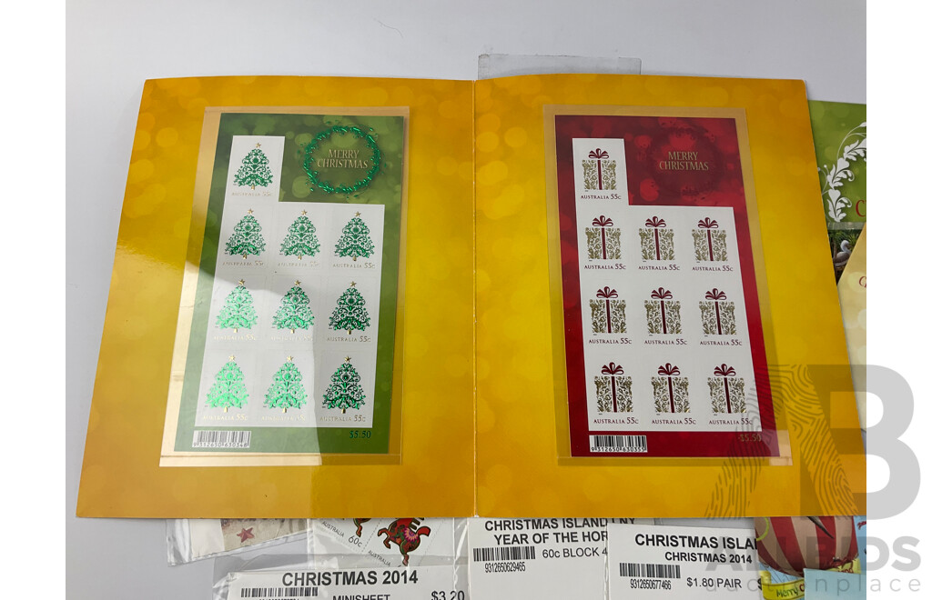 Australian Christmas Themed Stamp Packs and First Day Covers Including 2014 Christmas Island, 2013 Merry Christmas and More