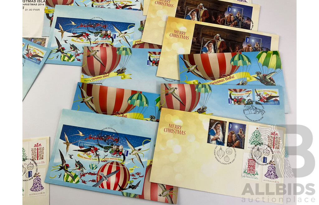 Australian Christmas Themed Stamp Packs and First Day Covers Including 2014 Christmas Island, 2013 Merry Christmas and More