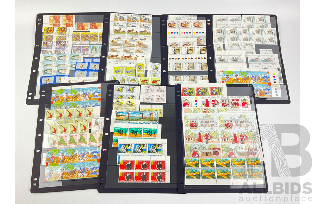 Australian and Antarctic Territories 1979-1980 Mint Stamps, Blocks and Gutters Including Australian Birds and 1980 National Stamp Week