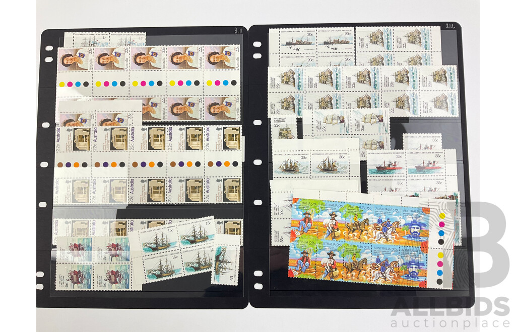 Australian and Antarctic Territories 1979-1980 Mint Stamps, Blocks and Gutters Including Australian Birds and 1980 National Stamp Week