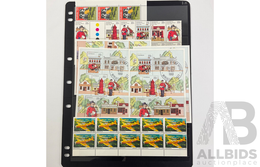 Australian and Antarctic Territories 1979-1980 Mint Stamps, Blocks and Gutters Including Australian Birds and 1980 National Stamp Week