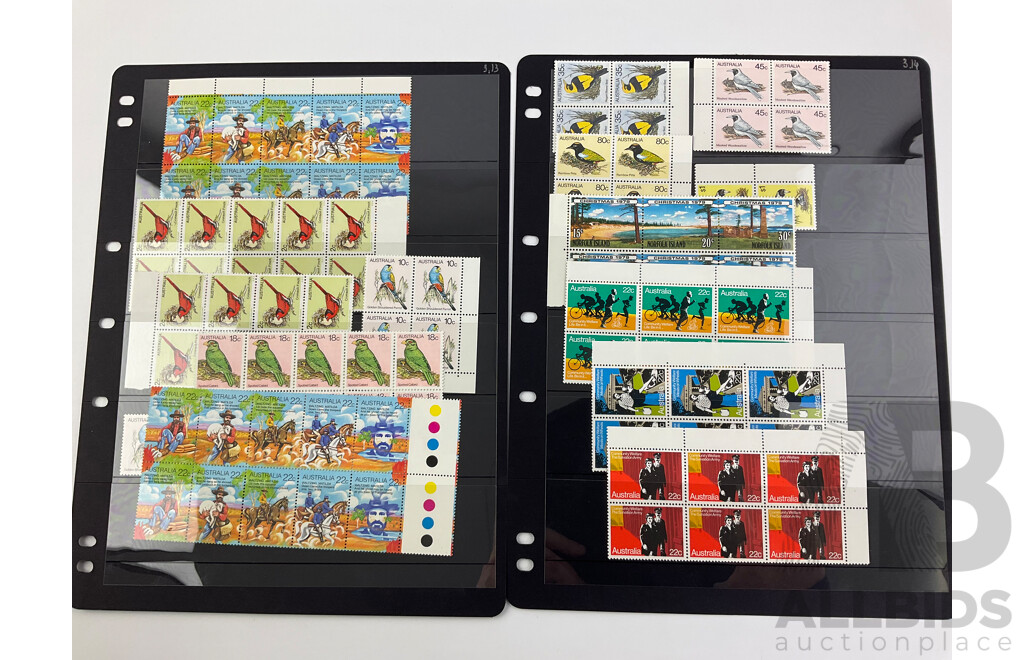 Australian and Antarctic Territories 1979-1980 Mint Stamps, Blocks and Gutters Including Australian Birds and 1980 National Stamp Week