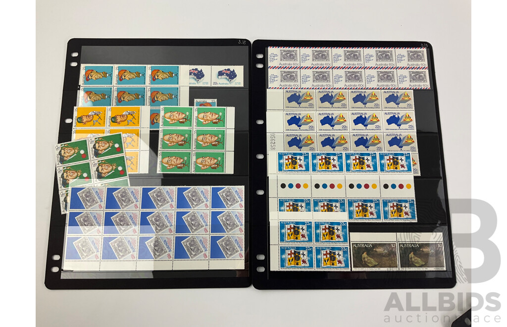 Australian and Antarctic Territories 1980-1982 Mint Stamps, Blocks and Gutters Including Aircraft Series, Fiftieth Airmail Anniversary, Reptile Series and ABC Fiftieth Anniversary