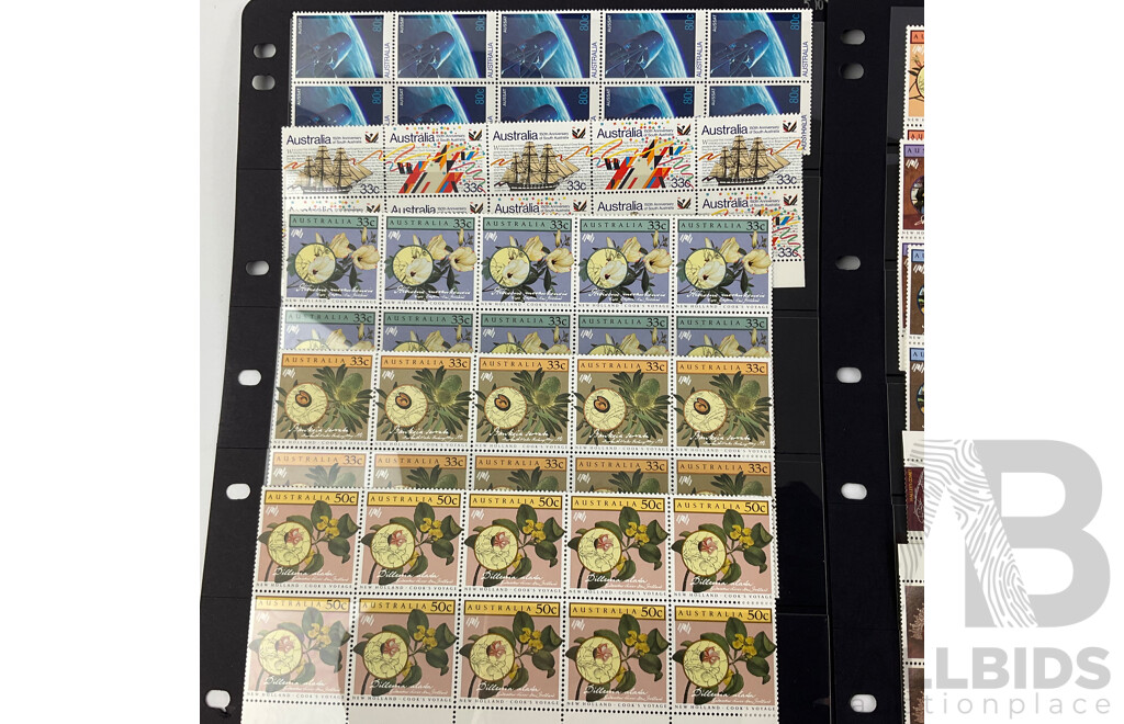 Australian 1980’s Mint Stamps Including Bicentennial, Click Go the Shears, Marine Life and More