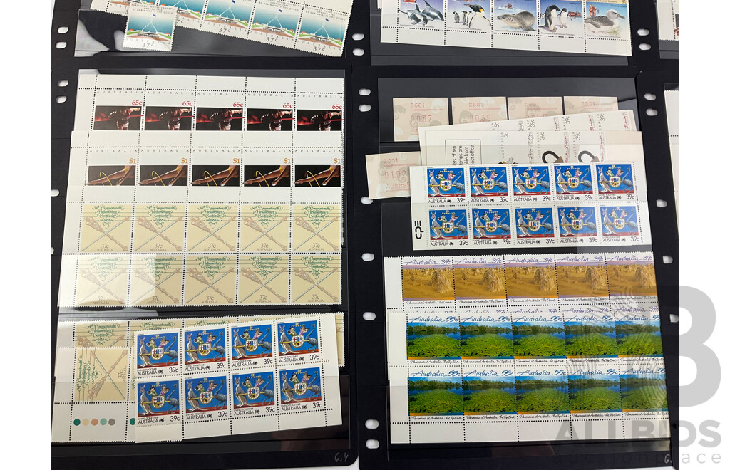 Australian 1988 Mint Stamp Blocks and Strips Including Parliament House Opening, Expo 88, Happy Birthday, New Zealand Joint Issue, Living Together, Christmas