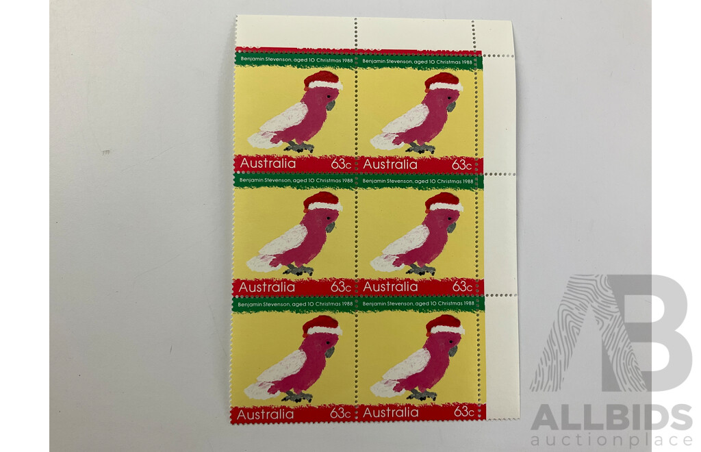 Australian 1988 Mint Stamp Blocks and Strips Including Parliament House Opening, Expo 88, Happy Birthday, New Zealand Joint Issue, Living Together, Christmas