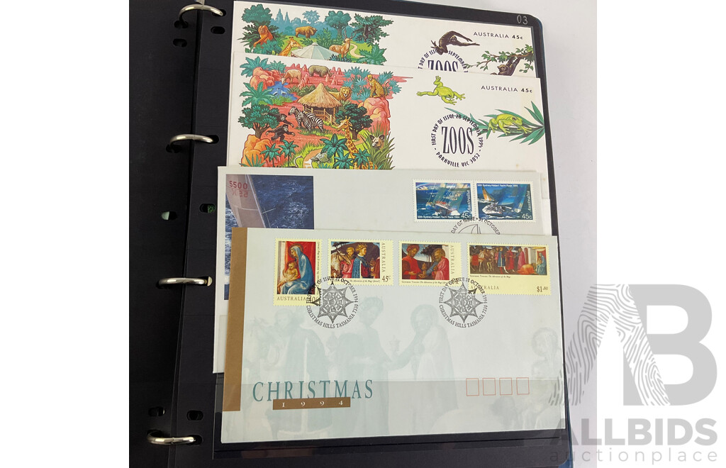 Album of Australian/Keeling Islands 1994/95 First Day Covers and Stamp Sheet