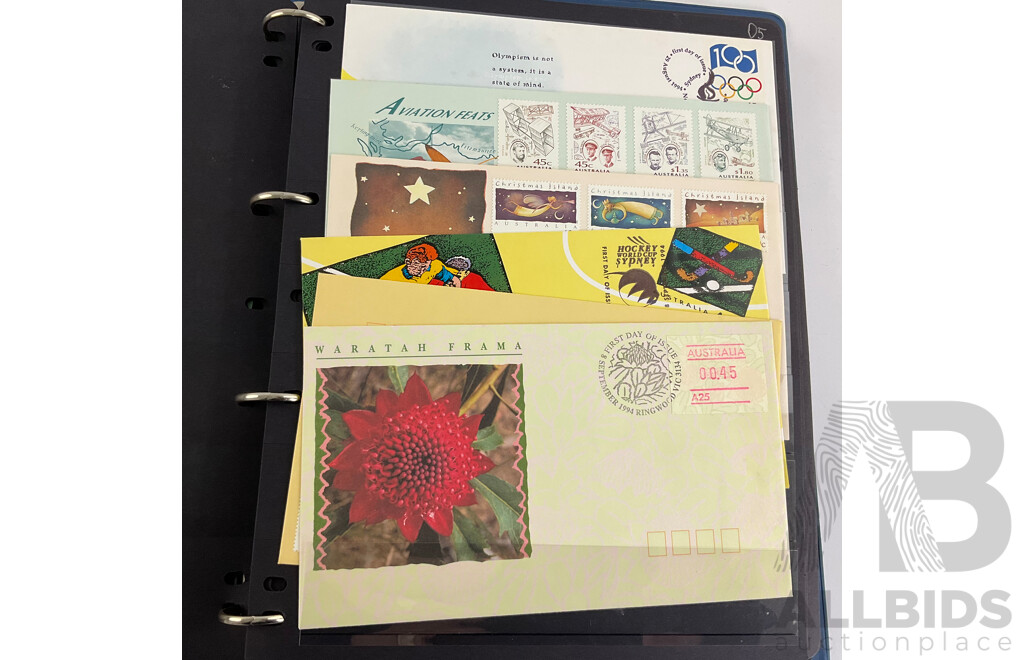 Album of Australian/Keeling Islands 1994/95 First Day Covers and Stamp Sheet