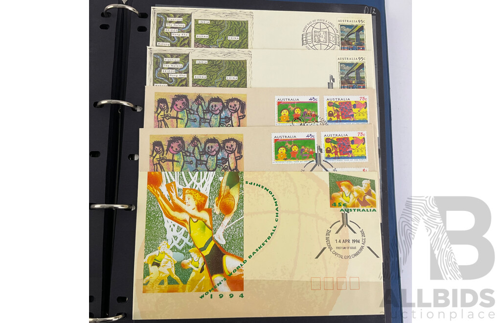 Album of Australian/Keeling Islands 1994/95 First Day Covers and Stamp Sheet