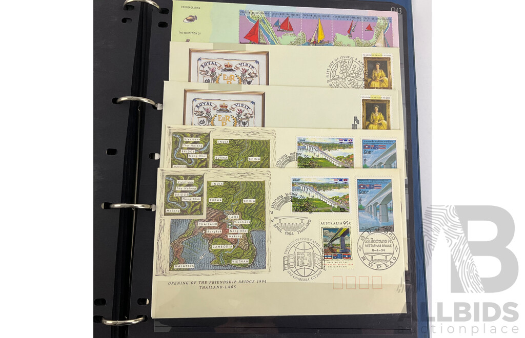 Album of Australian/Keeling Islands 1994/95 First Day Covers and Stamp Sheet