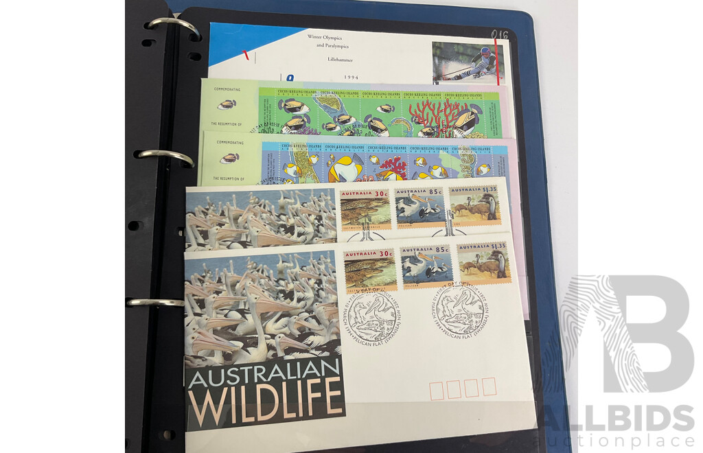 Album of Australian/Keeling Islands 1994/95 First Day Covers and Stamp Sheet