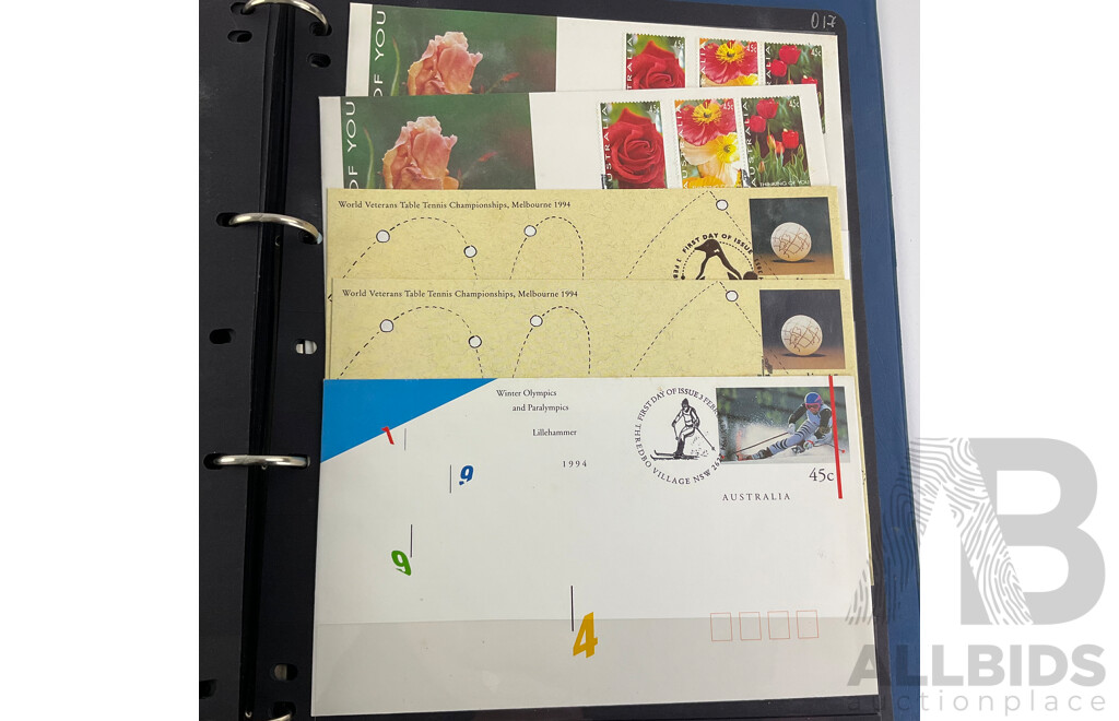 Album of Australian/Keeling Islands 1994/95 First Day Covers and Stamp Sheet