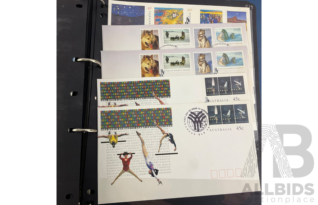 Album of Australian/Keeling Islands 1994/95 First Day Covers and Stamp Sheet