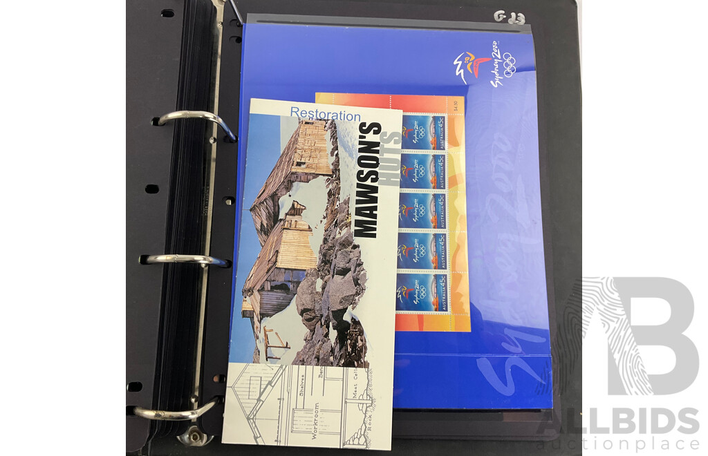 Album of Australian 2000/2001 Stamp Packs Including Sydney Olympics/Paralympics, Christmas, QE2 Birthday, Gardens and More