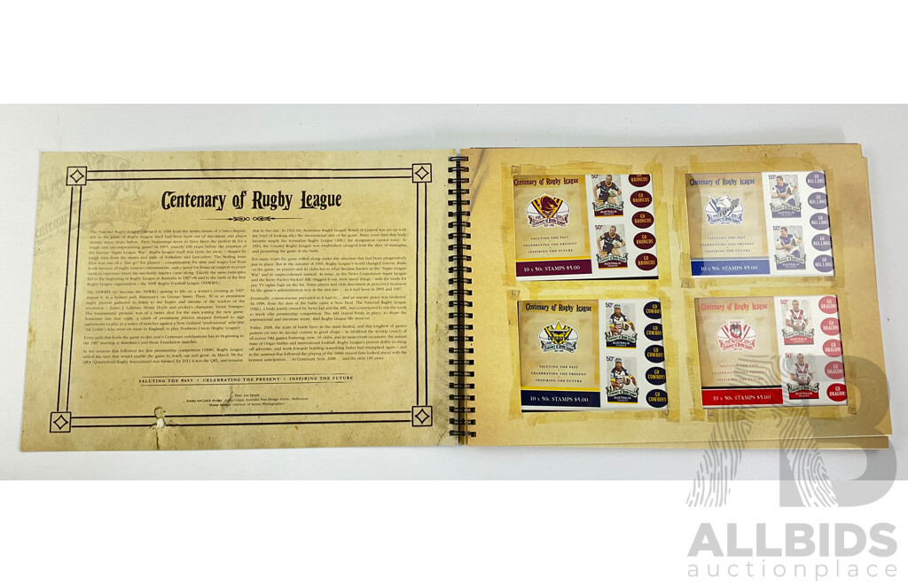 Australian 2008 Centenary of Rugby League Stamp Booklet Collection, Face Value $85