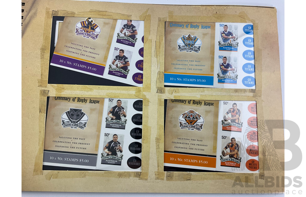 Australian 2008 Centenary of Rugby League Stamp Booklet Collection, Face Value $85