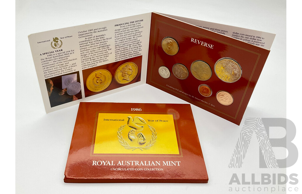 Australian RAM 1986 UNC Seven Coin Set - International Year of Peace