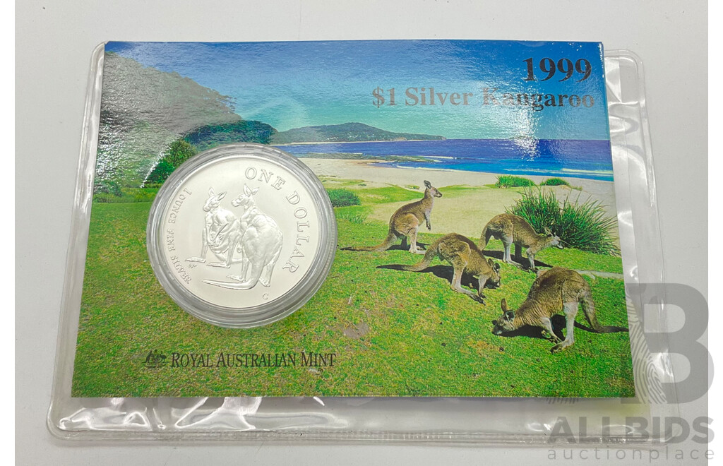Australian RAM 1999 One Dollar Silver Coin ‘C’ Mint Mark, Kangaroo .999