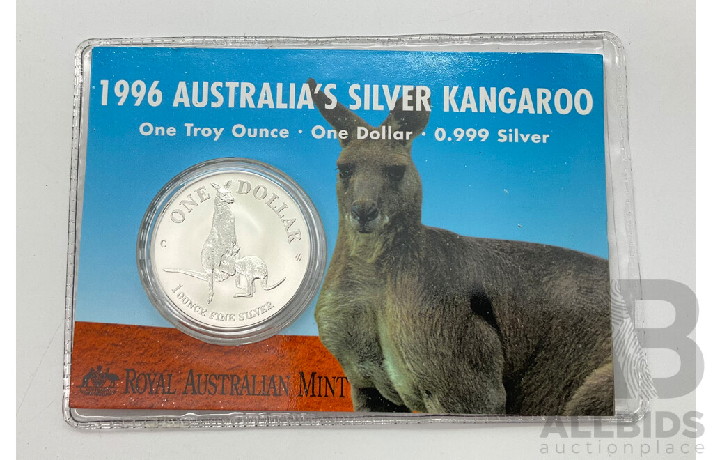 Australian RAM 1996 One Dollar Silver Coin ‘C’ Mint Mark, Kangaroo .999