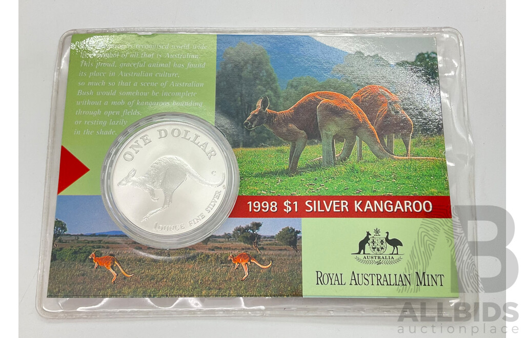 Australian RAM 1998 One Dollar Silver Coin ‘C’ Mint Mark, Kangaroo .999