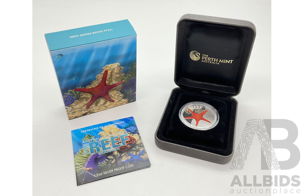 Australian Perth Mint 2011 Silver Proof Fifty Cent Coin, Australian Sea Life Series Two, Starfish .999