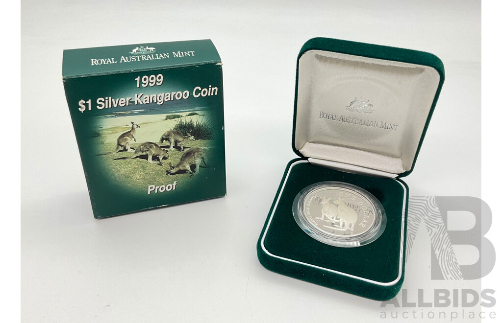 Australian RAM 1999 Ten Dollar Proof Coin .925 Silver - Kangaroo Family