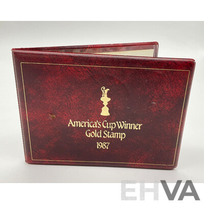 America's Cup 1987 Twenty Three Karat Pure Yellow Gold Stamp and First Day Cover
