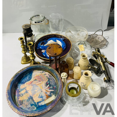 Collection of Glass and Other Homeware Including Commemorative Prince Charles Tin, Interesting Vintage Bottle Opener and More