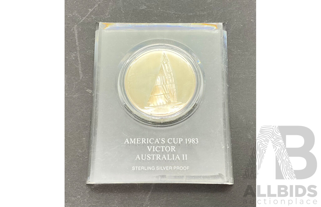 America's Cup 1983 Victor - Australia II, Sterling Silver Proof Medal