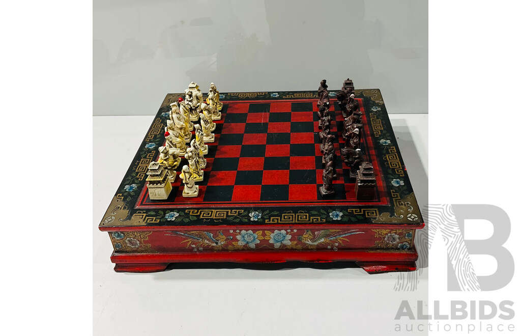 Asian Inspired Chess Set with Resin Pieces