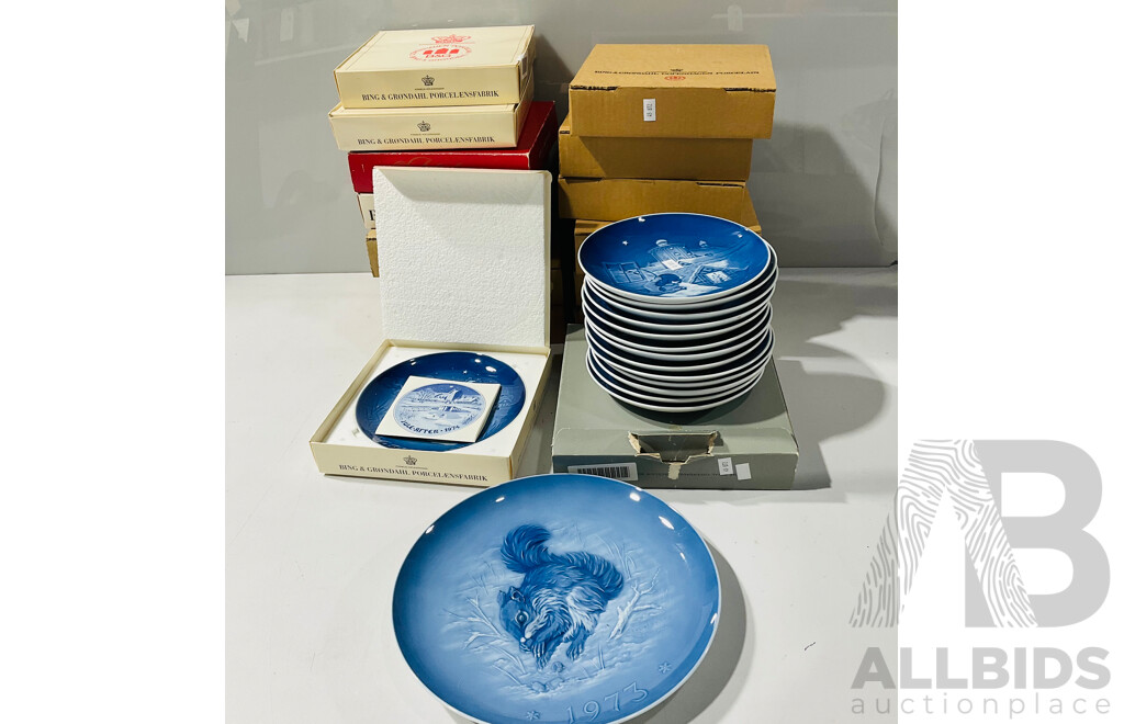 Collection of Decorative Porcelain Plates From Bing and Grondahl and Others