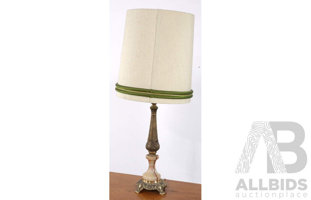 Vintage Lamp with Brass and Alabaster Base