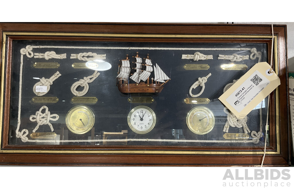 Framed Exmaple of Nautical Ropework and Barometer and Clock