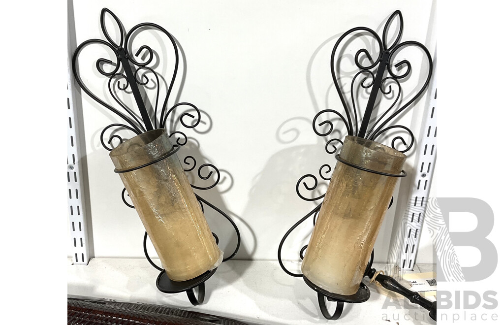 Pair of Wrought Iron Candle Wall Sconces